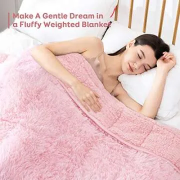 Uttermara Faux Fur Weighted Blanket 20lbs, Super Soft Plush Fleece and Cozy Sherpa Reverse, Decorative Long Fur Throw Blankets 60"x80" Baby Pink