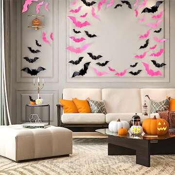 Halloween 112Pcs 3D Bats Wall Decoration for Parties