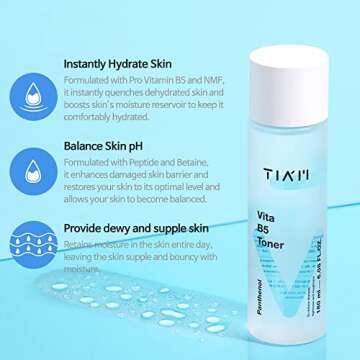 TIAM Vita B5 Toner, Deep Hydrating Toner Korean, Low pH Toner for Dry Sensitive Skin, Toner for Combination Skin, b5 Vitamin, Alcohol Free, Fragrance Free, 6.1 Fl Oz