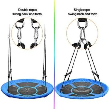 Treeswin Saucer Tree Swing 46 Inch, 800 lb Weight Capacity Outdoor Swing with Tree Strap, Textliene Fabric Waterproof Steel Frame and Carabiner for Playground and Backyard, New Year Day Gifts (Blue)