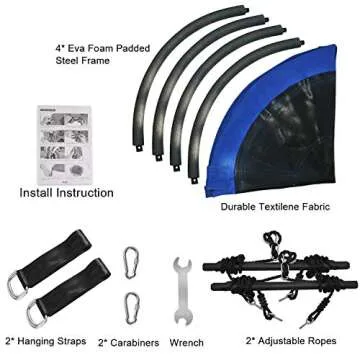 Treeswin Saucer Tree Swing 46 Inch, 800 lb Weight Capacity Outdoor Swing with Tree Strap, Textliene Fabric Waterproof Steel Frame and Carabiner for Playground and Backyard, New Year Day Gifts (Blue)