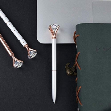 Elegant Rose Gold Pens with Big Diamonds - Set of 3