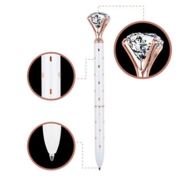Elegant Rose Gold Pens with Big Diamonds - Set of 3