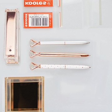 Elegant Rose Gold Pens with Big Diamonds - Set of 3