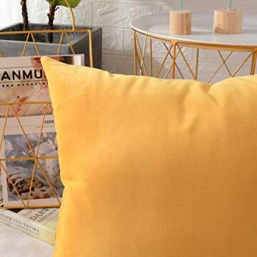 MERNETTE Pack of 2, Velvet Soft Decorative Square Throw Pillow Cover Cushion Covers Pillow case, Home Decor Decorations for Sofa Couch Bed Chair 18x18 Inch/45x45 cm (Lemon Yellow)