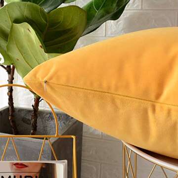MERNETTE Pack of 2, Velvet Soft Decorative Square Throw Pillow Cover Cushion Covers Pillow case, Home Decor Decorations for Sofa Couch Bed Chair 18x18 Inch/45x45 cm (Lemon Yellow)