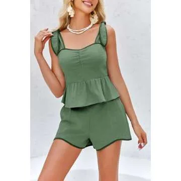 Imily Bela Women’s Summer 2 Piece Ruffled Lounge Set