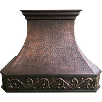 SINDA Custom Copper Range Hood with High CFM Ventilation, 36"W x 27"H