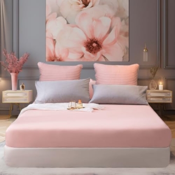 AYASW Fitted Sheet Only Queen Size Deep Pocket 16 Inches Bed Bottom Sheet 1 Piece Premium Soft and C...