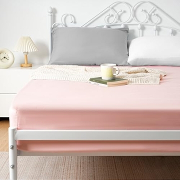 AYASW Fitted Sheet Only Queen Size Deep Pocket 16 Inches Bed Bottom Sheet 1 Piece Premium Soft and Cozy 1800 Brushed Microfiber Wrinkle Fade Resistant Breathable Easy Care Pink Holiday Decor