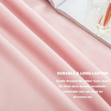 AYASW Fitted Sheet Only Queen Size Deep Pocket 16 Inches Bed Bottom Sheet 1 Piece Premium Soft and Cozy 1800 Brushed Microfiber Wrinkle Fade Resistant Breathable Easy Care Pink Holiday Decor