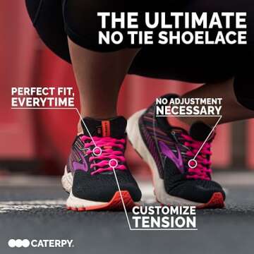 Caterpy RUN - Ultimate Elastic No-Tie Shoelaces | Custom Fit, Comfortable, Easy Install | For Adults...
