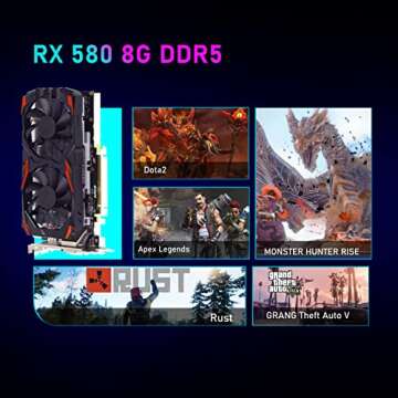 HP RGB Gaming PC Desktop Computer - Intel Quad I7 up to 3.8GHz, 16GB Memory, 128G SSD + 2TB, Radeon RX 580 8G, RGB Keyboard & Mouse, DVD, WiFi & Bluetooth, Win 10 Pro (Renewed)