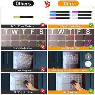 Acrylic Calendar for Fridge - Reusable & Stylish 16x12"