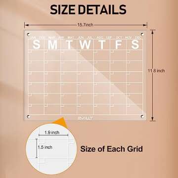 Acrylic Calendar for Fridge - Reusable & Stylish 16x12"