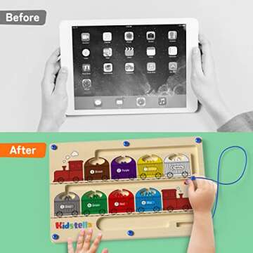 Magnetic Color and Number Maze,Wooden Magnet Maze for Kids Ages 3-5 Montessori Color Matching Learning Counting Puzzle Board Toddler Fine Motor Skills Toys for Boys and Girls Gift