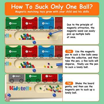 Magnetic Color and Number Maze,Wooden Magnet Maze for Kids Ages 3-5 Montessori Color Matching Learning Counting Puzzle Board Toddler Fine Motor Skills Toys for Boys and Girls Gift