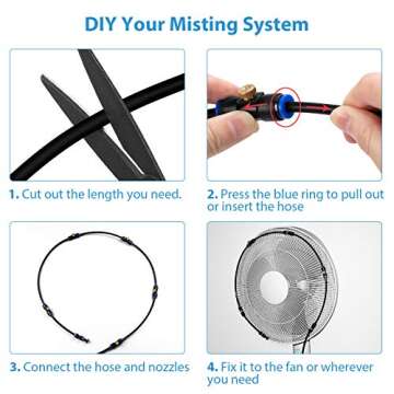 lifeegrn Misting Cooling System, Outdoor Misting System for Patio, 82 FT Misting Line+21 Mist Nozzles+3/4" Brass Adapter,Outdoor Mister System for Patio Garden Trampoline Greenhouse