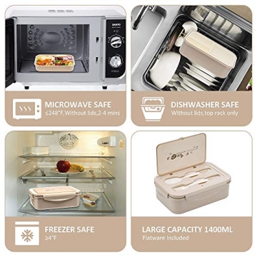 Bento Lunch Box for Adults Kids with Insulated Bag Utensils