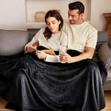 Exclusivo Mezcla Fleece Blanket King Size for Bed, Super Soft and Warm, All Season Use, Cozy, Plush, Lightweight, 90x104 Inches, Black