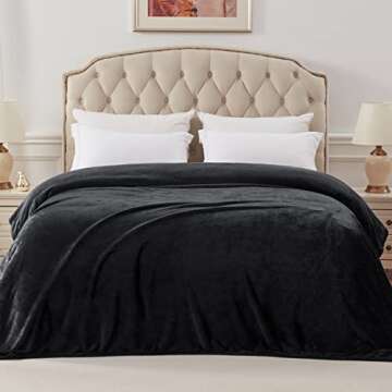 Exclusivo Mezcla Fleece Blanket King Size for Bed, Super Soft and Warm, All Season Use, Cozy, Plush, Lightweight, 90x104 Inches, Black
