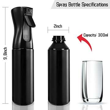 Xaogogo Hair Spray Bottle, Mister Spray Bottle 2 Pack 10oz /300ml, Continuous Spray Bottle, Spray Mist Bottle for Hair, Cleaning, Plants, Misting & Skin Care