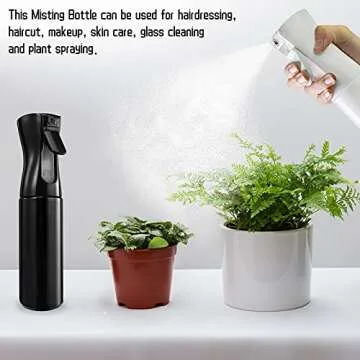 Xaogogo Hair Spray Bottle, Mister Spray Bottle 2 Pack 10oz /300ml, Continuous Spray Bottle, Spray Mist Bottle for Hair, Cleaning, Plants, Misting & Skin Care