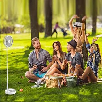9H Battery Operated Fan Foldable Table Desk Floor Pedestal Fan Rechargeable 4 Speeds Portable 8-inch Fan