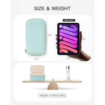 Vlando Travel Jewelry Case,Jewelry Travel Organizer for 12 Pcs Velvet Jewelry Pouches,Jewelry Box for Travelers Women Girls Christmas Birthday Gifts Trendy Stuff -Lake Blue