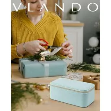 Vlando Travel Jewelry Case,Jewelry Travel Organizer for 12 Pcs Velvet Jewelry Pouches,Jewelry Box for Travelers Women Girls Christmas Birthday Gifts Trendy Stuff -Lake Blue