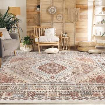 ZLONETYO 5x7 Area Rugs for Living Room: Large Stain Resistant Washable Non-Slip Backing Rugs for Bed...