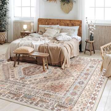 ZLONETYO 5x7 Area Rugs for Living Room: Large Stain Resistant Washable Non-Slip Backing Rugs for Bedroom Under Dining Table Printed Vintage Home Office Indoor Floor Decor Big Carpet Floral-Multi