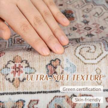 ZLONETYO 5x7 Area Rugs for Living Room: Large Stain Resistant Washable Non-Slip Backing Rugs for Bedroom Under Dining Table Printed Vintage Home Office Indoor Floor Decor Big Carpet Floral-Multi