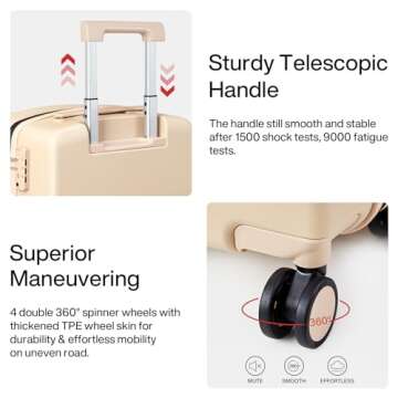 Hanke Hard Shell Luggage Sets 3 Pieces, 16/24/28 Inch Carry On Luggage with Wheels Extra Large TSA Luggage for Travel Lighweight Checked Suitcase Underseat Carry On Bag(Cuba Sand)