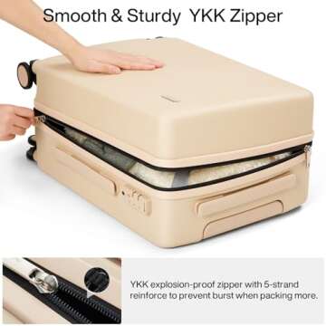 Hanke Hard Shell Luggage Sets 3 Pieces, 16/24/28 Inch Carry On Luggage with Wheels Extra Large TSA Luggage for Travel Lighweight Checked Suitcase Underseat Carry On Bag(Cuba Sand)