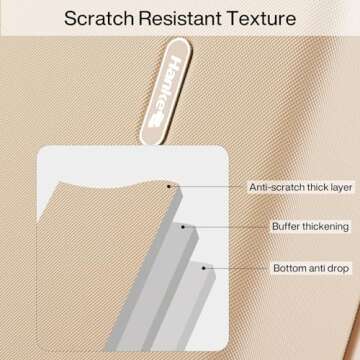 Hanke Hard Shell Luggage Sets 3 Pieces, 16/24/28 Inch Carry On Luggage with Wheels Extra Large TSA Luggage for Travel Lighweight Checked Suitcase Underseat Carry On Bag(Cuba Sand)