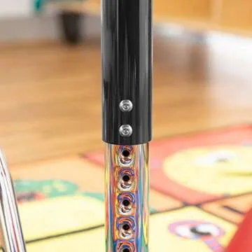 Sprogs Adjustable Height Mobile Classroom Activity Table for Preschools, Round Preschool Activity Table with Casters, 30" D x 30" W x 23" H, Maple/Black