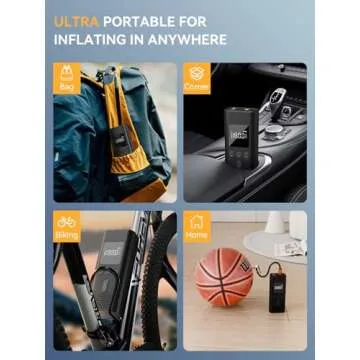 AIRSURE Portable Tire Inflator with LED Light and Auto Shut-Off