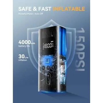 AIRSURE Portable Tire Inflator with LED Light and Auto Shut-Off