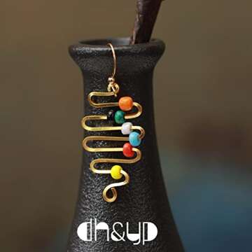 dh&yp Filigree jewelry，Christmas earrings for women dangling, Prom earrings, Fun and Unique Beaded Designer handmade Jewelry, Halloween, Colorful winter