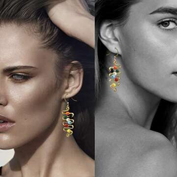 dh&yp Filigree jewelry，Christmas earrings for women dangling, Prom earrings, Fun and Unique Beaded Designer handmade Jewelry, Halloween, Colorful winter