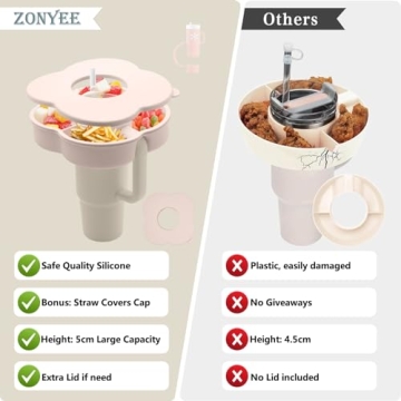 Snack Bowl with Lid for Stanley 30 oz Tumbler - Pink Quartz