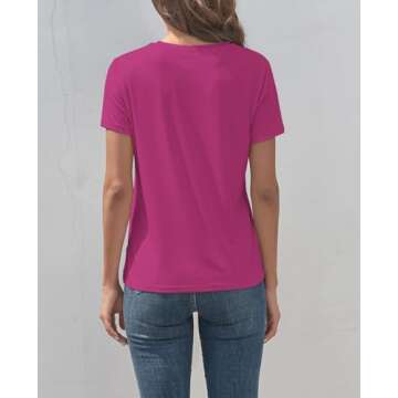 KevaMolly Basic Rosy T Shirts for Women UPF 50+ Short Sleeve Casual Solid Summer Tops Trendy Solid Loose Fit Tshirt S
