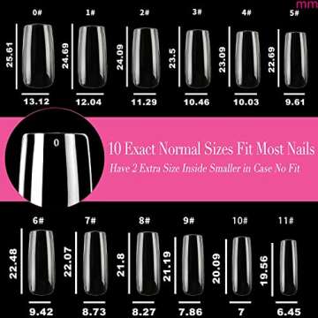 UNA GELLA Medium Square Nail Tips, 504pcs Medium Square Gel x Nail Tips 12 Sizes Full Cover Nail Tips Square Shaped Acrylic Clear Nails for Nail Extension Salon Home DIY Art