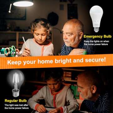 JackonLux Rechargeable Emergency Light Bulb UL Listed Battery Operated Light Bulb Power Outage Camping Reading Lighting Hurricane 9W 850 Lumens Soft White 3000K E26 120 Volt 4-Pack