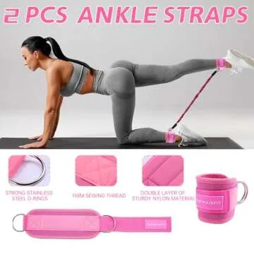 Gym Barbell Pad Set for Women and Men Gym Equipment, Barbell Pad Gym Essentials Women, Gym Accessories for Women with Barbell Pad, Resistance Bands, Ankle Safety Straps, Lifting Strap and Carry Bag