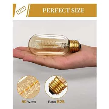 DORESshop Vintage Edison Bulbs 40 Watt, Incandescent Light Bulbs, T45, 110-130 Volts, E26/E27 Base Dimmable Decorative Antique Filament Bulbs, Amber Glass, Warm White, 4 Pack