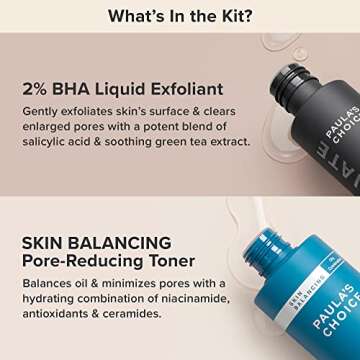 Paula's Choice 2% BHA Liquid Exfoliant & SKIN BALANCING Toner, Minimizes Clogged, Enlarged Pores with Salicylic Acid & Niacinamide, for Combination & Oily Skin, Fragrance-Free & Paraben-Free, Set of 2