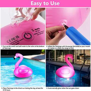Toodour Floating Pool Lights, 2 Packs Solar Flamingo Pool Lights that Float, Waterproof Glow in The Dark Inflatable Solar Powered Flamingo Lights for Swimming Pool, Party, Garden, Patio, Outdoor Decor