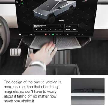 ELECFRESH Center Console Organizer Under Screen Storage Box for 2024 Tesla Cybertruck Accessories, D...